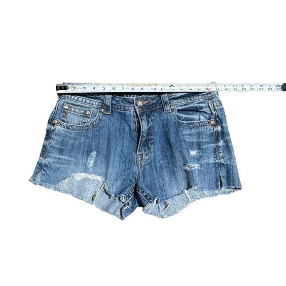Miss Me Jeans Boyfriend Distressed Cut Off Denim Shorts Blue 29 Embellished - Picture 3 of 5